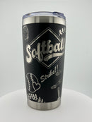 Softball Doodle 20 0z Tumbler